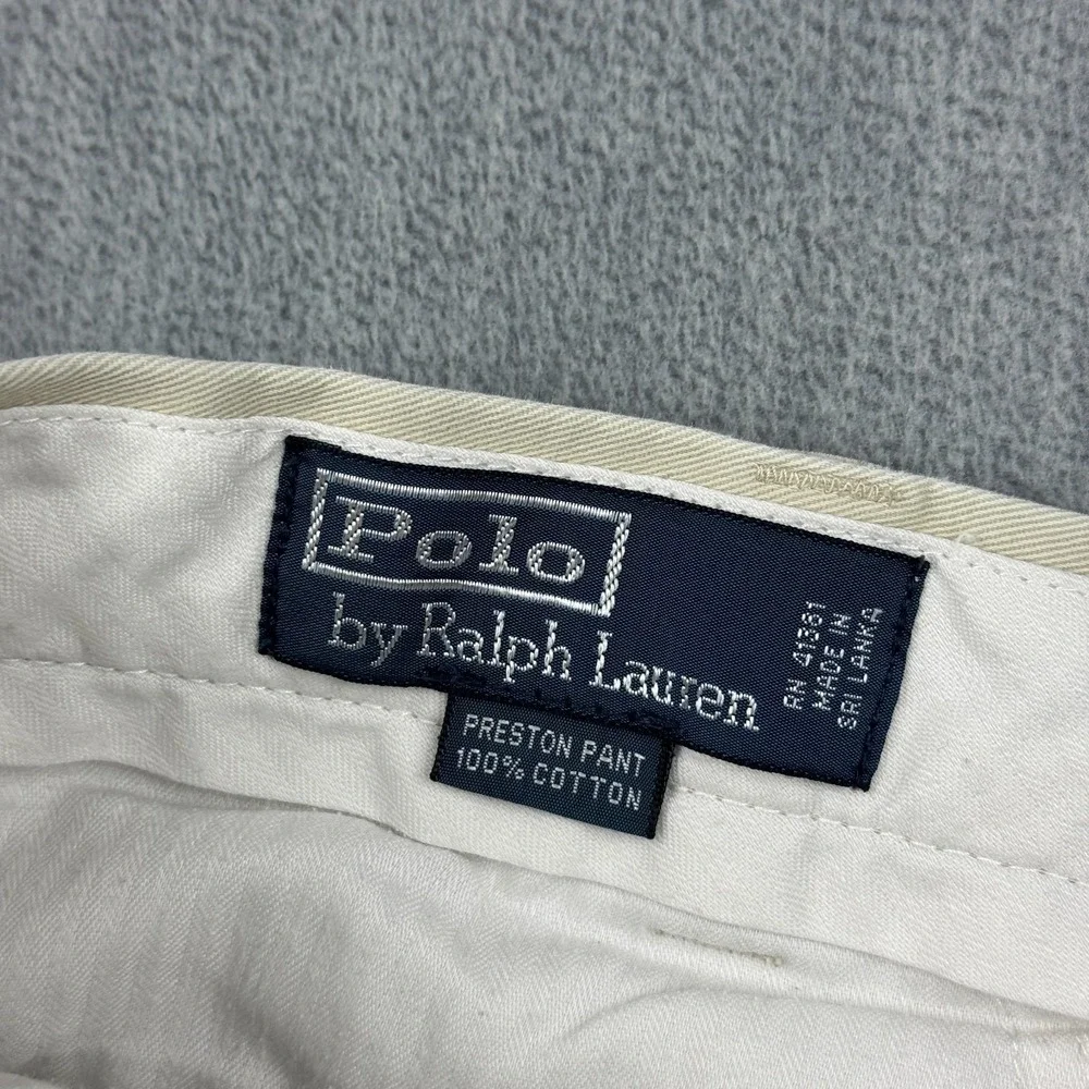 Polo Ralph Lauren Pants Men 34/32 Khaki Preston Classic Chino Trousers‎ Pocket